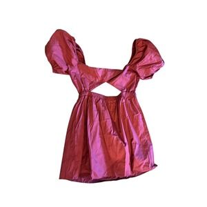 Le Lis Collection Women's Puff Sleeve Open Back Mini Dress Party Cocktail